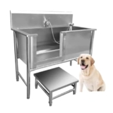 QLXYYFC Stazione Di Balneazione Professionale Per Cani In Acciaio Inossidabile, Vasca Per Toelettatura Stazione Di Lavaggio Per Cani, Lavello Per Animali Domestici, Per Interni O Esterni(120cm/47.2in/
