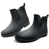 QeeFop Stivali di Gomma Uomo, Antiscivolo Impermeabile da Pioggia Comode Giardinaggio Scarpe, Comode Shorty Boots (Nero, 43 EU)