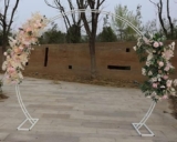 RAABYU Sfondo per Matrimonio Rimovibile con Arco a Forma di Luna in Metallo Oro/Bianco, ad Arco, per Cerimonia, Festa di Compleanno, Sfondo Decorativo