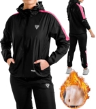 RDX Tuta Sauna Dimagrante Donna, Reach Oeko Tex 100 Certificato, Anti Rip Sudore Dimagranti Tute Cappuccio, Tuta per Sudare Tuta Termica Sports Boxe MMA Palestra Allenamento Top Pantaloni Set