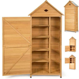 RELAX4LIFE Armadio da Esterno 80x45x177cm con Tetto Antipioggia, 4 Ripiani Rimovibili, 2 Porte, 2 Mini Chiavistelli, Casetta Attrezzi Giardino