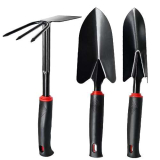 RICHDMI Attrezzi Giardinaggio, 3 Pezzi Kit Giardinaggio, Acciai Inossidabili Paletta Giardinaggio, Con Piccola Pala, Doppia Zappa Tridente, Trapiantatore a Paletta, Kit per Giardinaggio e Piantare
