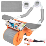 ROELLY Ruota per Addominali a Rimbalzo Automatico, Attrezzo per Addominali, Design Stabile a Due Ruote, Rullo Addominali Domestico con Ginocchiera e Timer, Utilizzato per Esercizi Addominali, Fitness