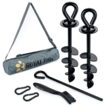 ROYAL PAW Palo per cani di grossa taglia fino a 95,3 kg, picchetti per cani da esterno, ancora per cani e gadget per cani, da utilizzare con qualsiasi cavo o guinzaglio da cortile (B2, nero