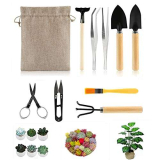 RUIYWEN Kit di Attrezzi da Giardinaggio 10 Pezzi Mini Attrezzi per Bonsai, Piante Grasse, Piantine, Cactus, Piante in Vaso