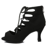 RUYBOZRY Stivali da Ballo Latino Americano Donna con Punta Aperta con Tacco Scarpe Ballo Tango da Salon,YCL456-Nero-7.5,EU39