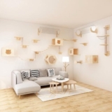 RUYICZB Parete da Arrampicata per Gatti, Mobili da Parete in Legno per Gatti, Mensole da Parete per Gatti, Set di Mobili da Parete per Gatti, Mensole per Gatti E Posatoi per Parete,E