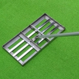 Rastrello livellatore per prato da golf, in acciaio inox, piatto, resistente, strumento per livellare il terreno, per cortile e golf, con palo in acciaio inox, verde La
