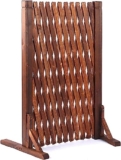 Recinzione estensibile in legno per animali domestici, per esterni, telescopica, con decorazione a griglia e porta barriera