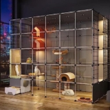 Recinzione per gatti da esterno per più gatti, grande gabbia per gatti con lettiera, ideale per gatti, cuccioli, furetti e ricci, resistente e spazioso riparo all’aperto per animali domestici