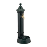 Relaxdays Fontana a Colonna da Giardino, Stile Vintage, Autoportante, Rubinetto, Vaschetta, HLP 72x26x31 cm, Verde Scuro