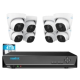 Reolink 4K Kit Videosorveglianza Poe, NVR 16CH 4TB + 8X Telecamere Esterno Poe, Rilevamento Intelligente di Uomo/Veicolo, Visione Notturna a 30m, IP67 Impermeabile, Espandibile a 16TB, RLK16-800D8