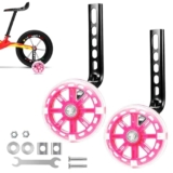 Rotelle Bici Bambino, 1 Paia Rotelle per Bicicletta Bambini, Ruota Ausiliaria per Bicicletta, Stabilizzatore Rotelle, Ruote di Supporto per Bambini, Stabilizzatori Bici per 12,14,16,18,20 Pollici,Rosa