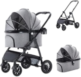 RsFiL Passeggino per Carrozzina per Animali Domestici Passeggino per Cani di Piccola Taglia per Cani di Taglia Media Passeggini per Cani a 4 Ruote per Gatti Sedile per Carrozzina Traspirante