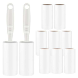 Rullo Togli Peli Animali 10 Rotoli (60 Fogli Ciascuno) con 2 Dispenser, Rotolo Di Lanugine, Rullo Peli Animali Domestici, Extra Appiccicoso, per Vestiti, Divano, Peli Di Gatto, Peli Di Cane e Tappeto,