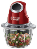 Russell Hobbs Tritatutto Da Cucina Elettrico Mini Rosso – Contenitore in Vetro con Coperchio – 500ml, Tritatutto per Verdure, Mixer, Tritatutto Elettrico per Verdure, Frutta e Carne, 24660-56