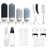 SCLLNDA Bottiglie da Viaggio in Silicone,16 Pezzi Mini Size da Viaggio Prodotti Kit Contenitori Viaggio,Flaconi Viaggio Ricaricabili per Liquidi Shampoo Lozione, Crema, Nessun BPA(Grigio)