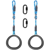 SELEWARE Anelli da ginnastica, antiscivolo, neri, per esercizi olimpici con corde regolabili da 1,1 m, anelli fitness per allenamento a casa, in palestra, confezione da 2