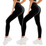 SINOPHANT 2 Confezione Leggins Sportivi Donna a Vita Alta, Pantaloni Yoga Controllo della Pancia Opaco Elastici Leggings,L-XL,Nero/Nero
