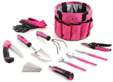 SIXTOL Garden PINK – Set di 10 attrezzi da giardino, 10 pezzi, accessori da giardino in acciaio inox, pratica borsa da giardino come regalo per donne, per giardinieri e donne