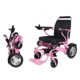 SLRMKK Sedia a rotelle Pieghevole Portatile, Sedia a rotelle elettrica in Lega di Alluminio, Sedia a rotelle Intelligente disabile per Anziani Portatile Pieghevole, Rosa