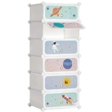 SONGMICS Scarpiera a 6 Scomparti per Bambini, Organizzatore Modulare ad Incastro in Plastica per Bambini, Guardaroba con Ante, 31 x 43 x 105 cm, Bianco Nuvola LPC904W01
