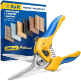 S&R Forbici Cesoie Bricolage Multiuso Acciaio Inox 20 cm Ultra Resistenti per Gomma Cavi e Tessuti con Lama Curva (Jeans, Corde, Carta, Cartone, Plastica, Cuoio).
