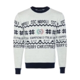 SSC NAPOLI Maglione di Natale EA7, Edizione Limitata, Logo Tricolore, Campioni d’Italia, Bianco, Taglia S
