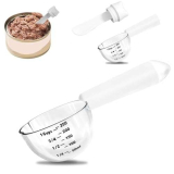 SSyang Cucchiaio Dosatore Per Cibo Per Cani, Cucchiaio Per Cibo Per Animali Domestici 1 Articolo, Con Scala 250 ml, Cucchiaio Per Cibo Umido Per Gatti, Per Cani,Gatti,Riso,Farina,Semi di Soia(Bianco)