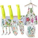 STANEW Attrezzi Giardino – Dotati di Guanti da Giardino, Grembiule,Attrezzi da Giardinaggio in Alluminio Pala da Giardino con Stampa, Forniture da Giardinaggio per Donna