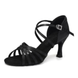 SWDZM Scarpe da Ballo Latino Americano Donna in Raso Standard Professionali Sala da Ballo Scarpe,Nero,35EU