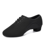 SWDZM Scarpe da Ballo Latino da Donna e da Uomo con Lacci Punta Chiusa Scarpe Professionali da Pratica di Salsa Tacco 3.5 cm,Nero,44EU
