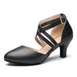 SWDZM Scarpe da Ballo Latino da Donne Punta Chiusa Standard Tango Practice Scarpe da Carattere Danza,Nero,EU 41