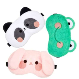 SacJkt Maschera per Dormire per Bambini, Maschere per Dormire, 3 Pezzi Maschera per Occhi di Animali Carini con Cinturino Regolabile per Pisolino, Viaggio, Campeggio (Rosa, Nero Bianco, Verde)