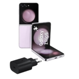 Samsung Galaxy Z Flip5 Smartphone Pieghevole, Caricatore Incluso, RAM 8GB, 512GB, Sim Free Android, Display 3,4″ Super AMOLED/6,7″ Dynamic AMOLED 2X, Lavender 2023 [Versione italiana]