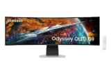 Samsung Schermo PC Odyssey OLED G9 240Hz, 0.03ms, piastrella OLED 1800R, risoluzione 5120 x 1440, 1000.000: 1,32:9, FreeSync Premium PRO, Compatble G-SYNC,Smart, HDMI, DisplayPort, USB-C, Supporto