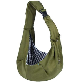 Sarsumir Borsa da Viaggio per Cani Trasportino da Passeggio Ideale per Cani Piccola Borsa Trasportino per Cani Gatti Tracolla Regolabile Borsa a Tracolla per Animali Domestici, Verde