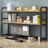 Scaffale/libreria da scrivania – Scaffale da scrivania per Computer, scaffale da Esposizione, scaffale Regolabile a 2 Livelli, scaffale da Tavolo Multifunzionale in Legno, per Libri, riviste (Nero+l