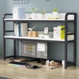 Scaffale/libreria da scrivania – Scaffale da scrivania per Computer, scaffale da Esposizione, scaffale Regolabile a 2 Livelli, scaffale da Tavolo Multifunzionale in Legno, per Libri, riviste (Nero+b