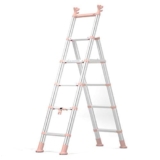 Scala telescopica in alluminio con corrimano, scale alte con estensione di altezza 1,82 m for l’ufficio mansardato domestico, piedini in gomma antiscivolo (Color : Pink)