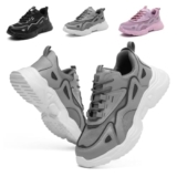 Scarpe Antinfortunistiche Donna Leggere Scarpe da Lavoro on Punta in Acciaio Comode Traspiranti Antiscivolo Scarpe Sicurezza Donna Viola Grigio EU 37