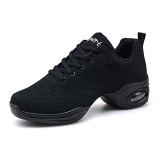 Scarpe Jazz da donna con lacci da ballo scarpe da ginnastica da donna suola divisa cuscino d’aria moderne scarpe da ballo piattaforma, nero 2, 38 EU
