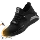 Scarpe da Lavoro Uomo Scarpe Antinfortunistiche Donna con Punta in Acciaio Scarpe Protettive S1 Estive Traspiranti Antiscivolo Sneakers Nero Grigio 46