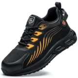 Scarpe da Lavoro Uomo Scarpe Cuoco Donna Scarpe Antinfortunistica Comodo Scarpe Antinfortunistiche Moda Scarpe Protettive Industriali Ammortizzazione Nero Arancione 40EU