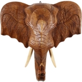 Sculture da parete testa di animali decorazioni murali testa di elefante murale su parete tailandese stile sud-est asiatico soggiorno portico testa di animale appeso alla parete (colore: marrone