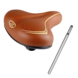 Sella marrone per Bici city bike confort – Molto comoda per uomo e donna – Taglia unica completa di morsetto – Grande seduta Brown + Canotto/Tubo Reggisella in Acciaio Sella Bici MTB – City Bike