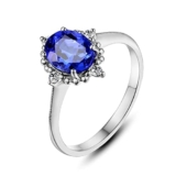 Semplici anelli da donna in oro bianco 18 carati (750) con tanzanite da 1,3 carati, divertenti regali per le donne, 26 (21,0), Oro bianco 18 carati (750), Tanzanite