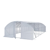 Serra Tunnel TOOLPORT con porta a battente, 4x8m telo in PE 180g/m² bianco trasparente