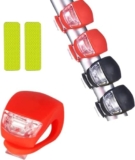 Set Luci Bici LED, Impermeabile, 4 Pezzi Silicone Luce Bicicletta Anteriore e Posteriore, Luci Bicicletta Led Notturno, Campeggio ed Escurisoni con Batterie Incluse