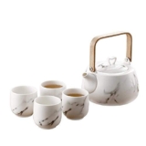 Set da tè cinese Teiere Pomeridiano Set da tè Infusore Teiera giapponese Classico Marmo Ceramica Set da tè con motivo floreale Teiera 4 tazze da tè Piccolo stile giapponese Ceramica Singolo Bollitore